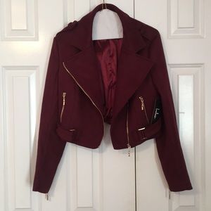 NWT cropped maroon jacket